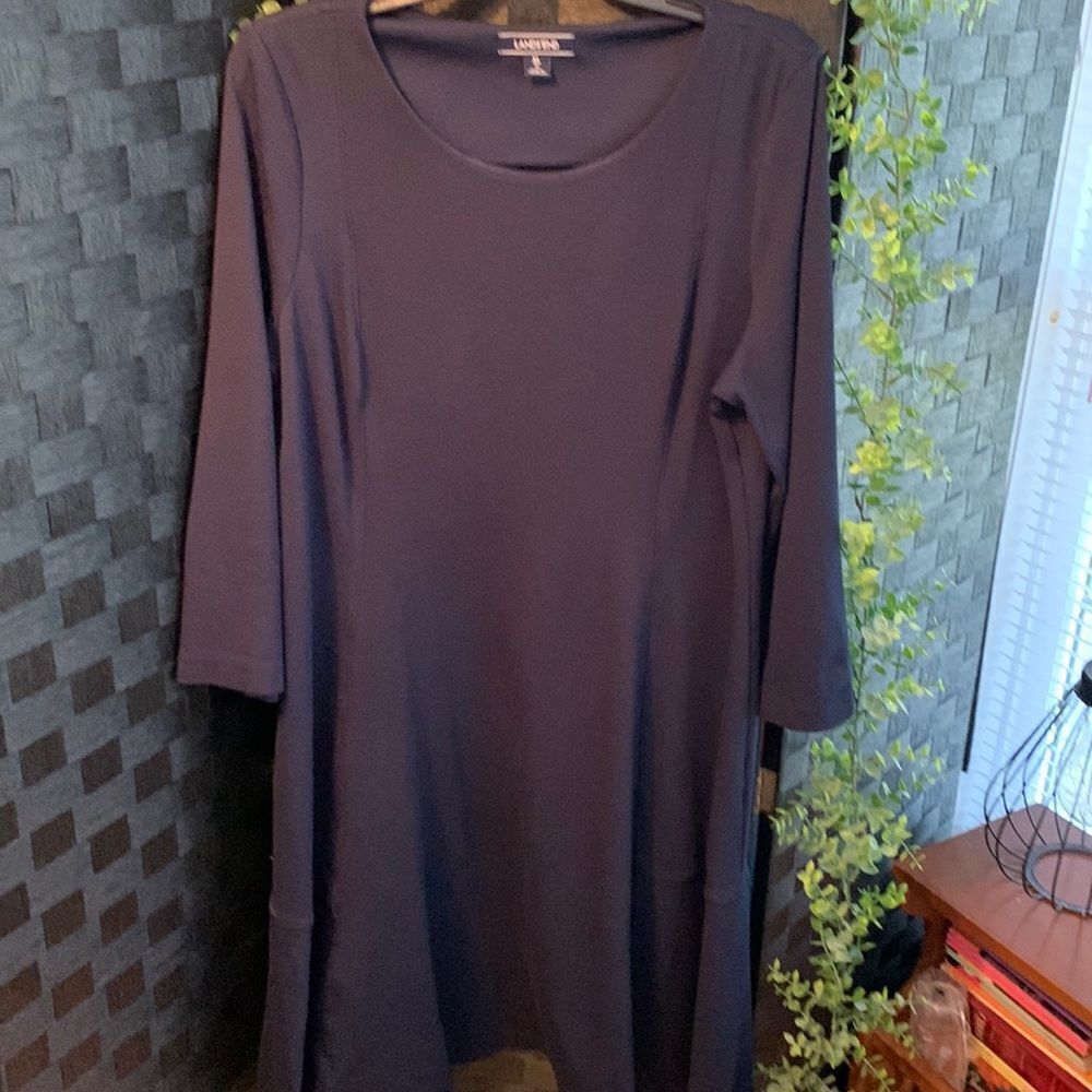 Lands' End size XL/18 beautiful navy blue three-quarter sleeved swing dress